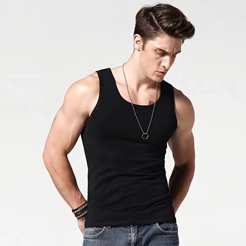 S-3XL grande taille hommes débardeur coton hommes sans manches t-shirt musculation gilet sous-vêtements col rond