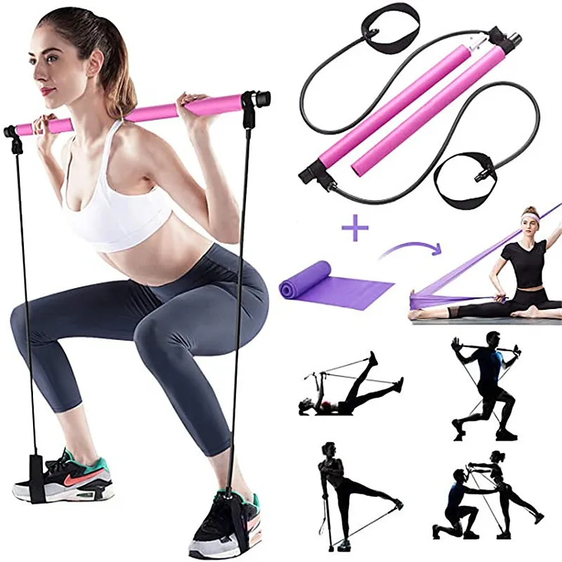 Resistance Bands Yoga Crossfit Exerciser Pull Rope Portable Gym Workout Pilates Bar Trainer Elastic For Fitness Equipment 230222
