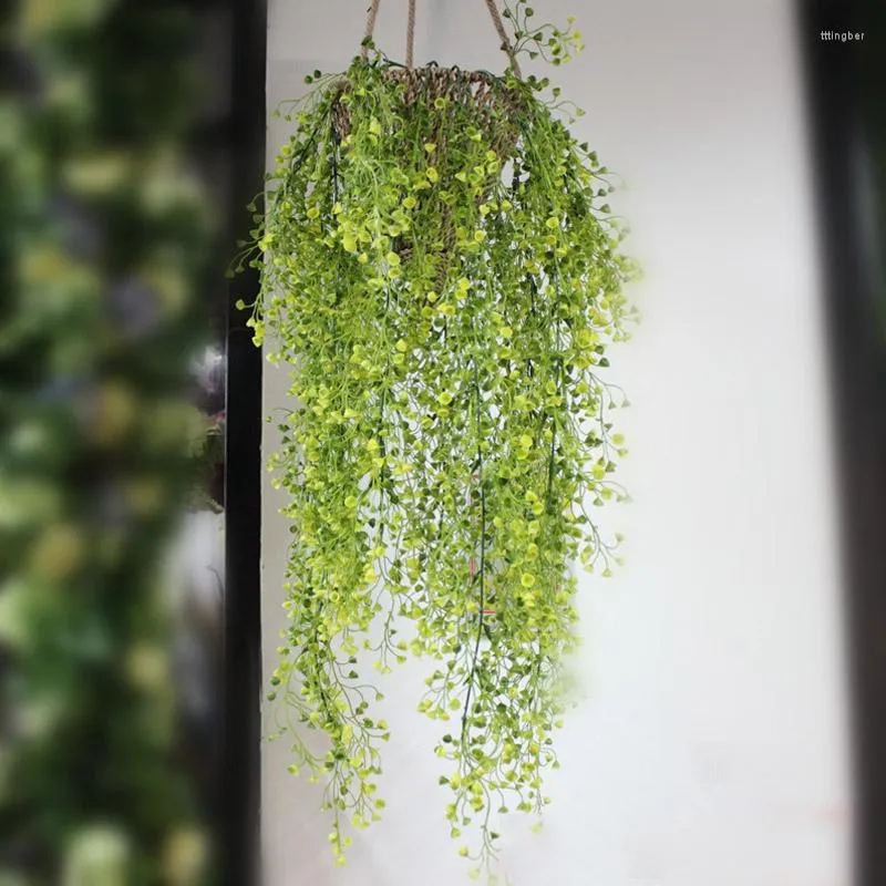 Decorative Flowers 2Pcs Artificial Plant Hanging Basket Rattan Short Type Of Wall Decoration Wedding Plants