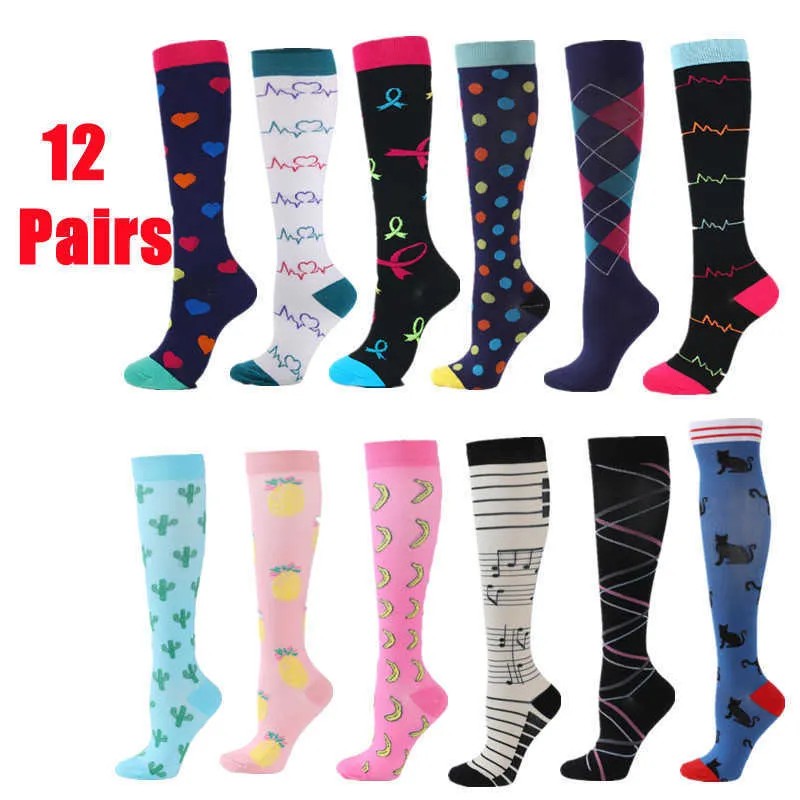 5PC Chaussettes Bonneterie 612 Paires Chaussettes De Compression Femmes Hommes Chaussettes De Sport Running Marathon Cyclisme Œdème Diabète Varices Chaussettes D'été Z0221