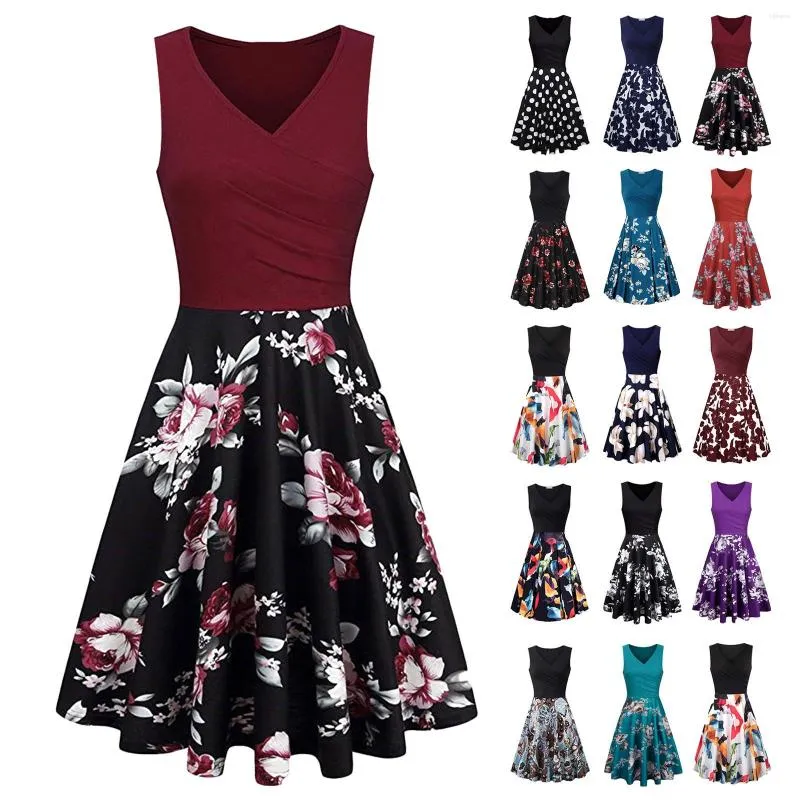 Vestidos casuais vestido feminino estampa floral em casa ao ar livre manga curta slim camise