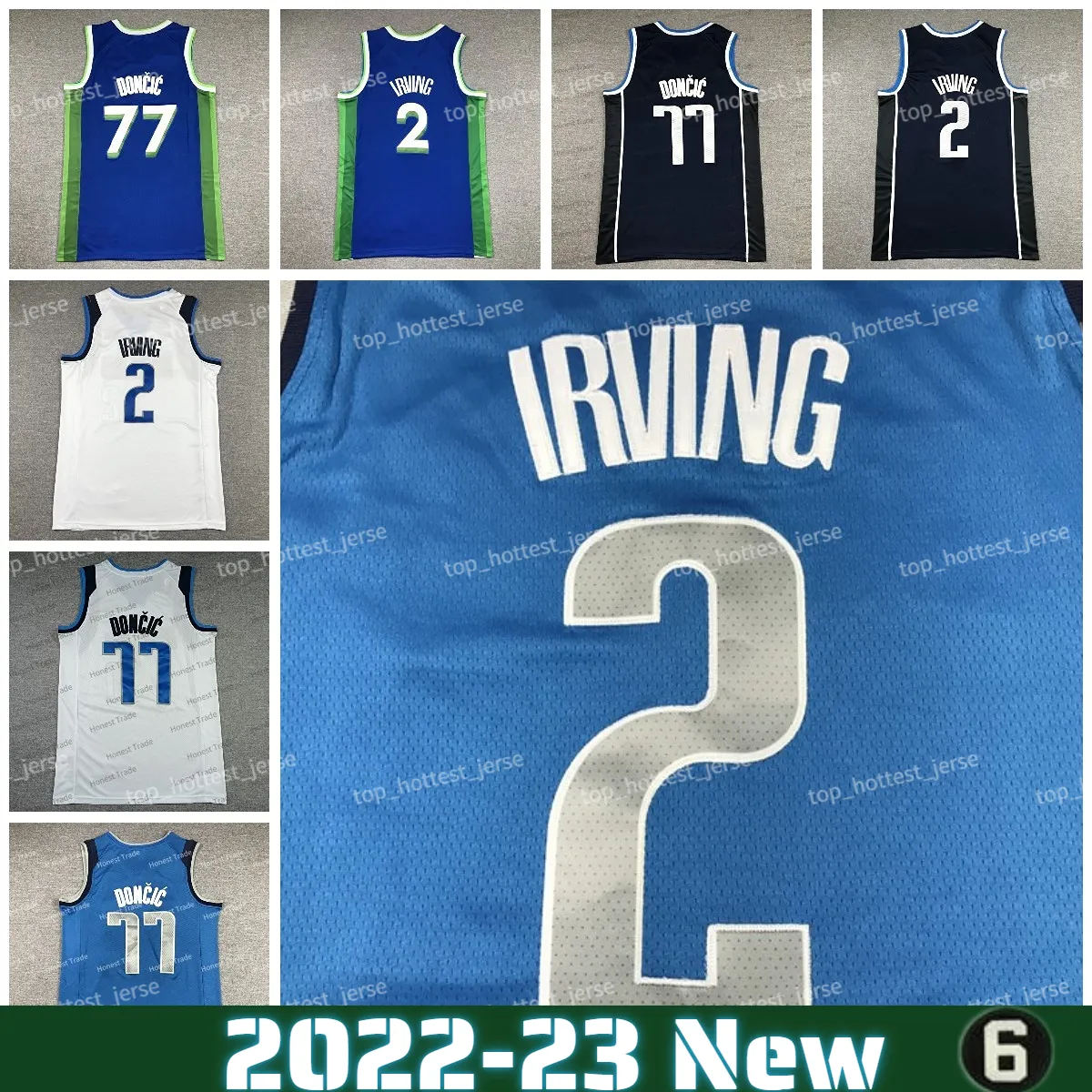 New Kyrie 2 Irving Jersey 77 Donncic Blue White Jerseys costurei homens de basquete masculino 2023