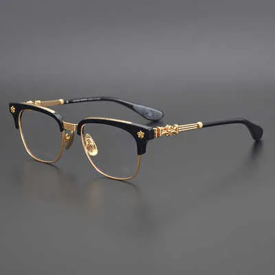 Lunettes chromées Sanskrit Cross Lunettes de soleil Frames Designer Heart Men Eyeglass Pure Titanium Gold Glasses Plate Myopie Brand CHROMES LOCLES DE SORME DE FEMMES G 8210 191