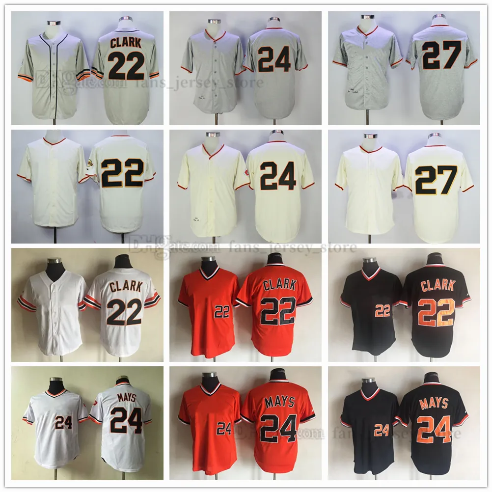 Movie Baseball Jerseys 22 Will Clark 24 Willie Mays 25 Barry Bonds 27 Juan Marichal Vintage Stitched Jersey