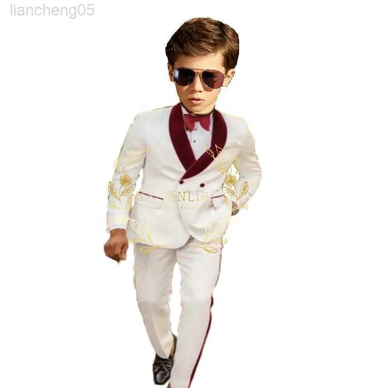 Clothing Sets White Boy Suit Wedding Tuxedo Kid Jacket Set Child Blazer Pants 2 Piece Set 3-16 Years Old Custom Clothes Ensembles De Blazers W0222