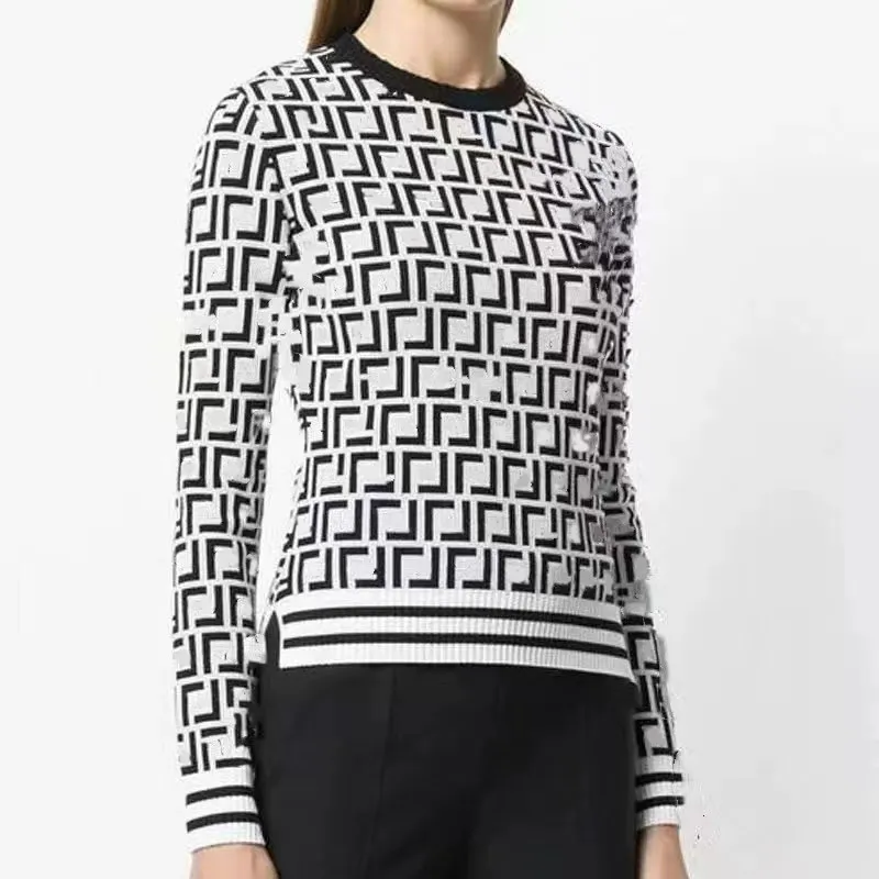 Pull femme col rond rayé mode manches longues femme tricot jacquard haut de gamme pulls manteaux en tricot pull blanc sexy pulls marron pulls femme