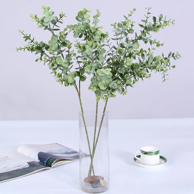 زهور زخرفية 67 سم زهرة الاصطناعية الخضراء النباتات المنزل الزفاف الزفاف واحد الأوكالبتوس