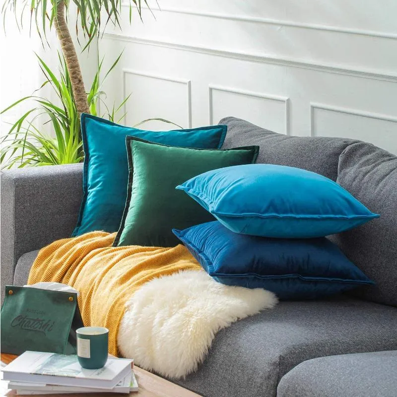 Cuscino CANIRICA Fodera in velluto Blu Cuscini per soggiorno Divano decorativo 45x45cm Decorazioni per la casa nordica