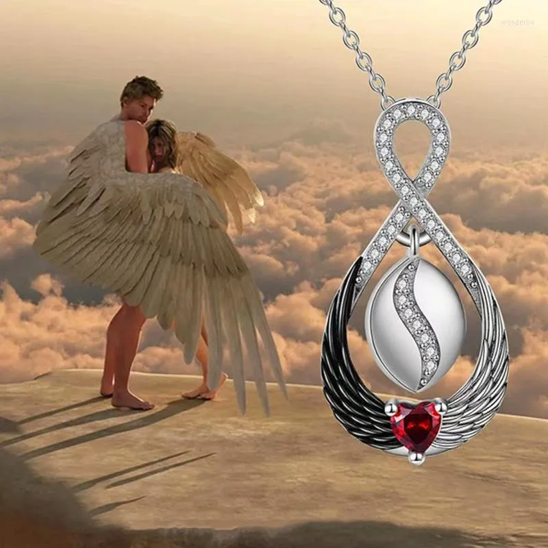 Anhänger Halsketten Mode Liebhaber Herz Teufel Engel Flügel Unendlichkeit Halskette Für Frauen Damen Sommer Strass Glänzende Geometrische Choker Kragen