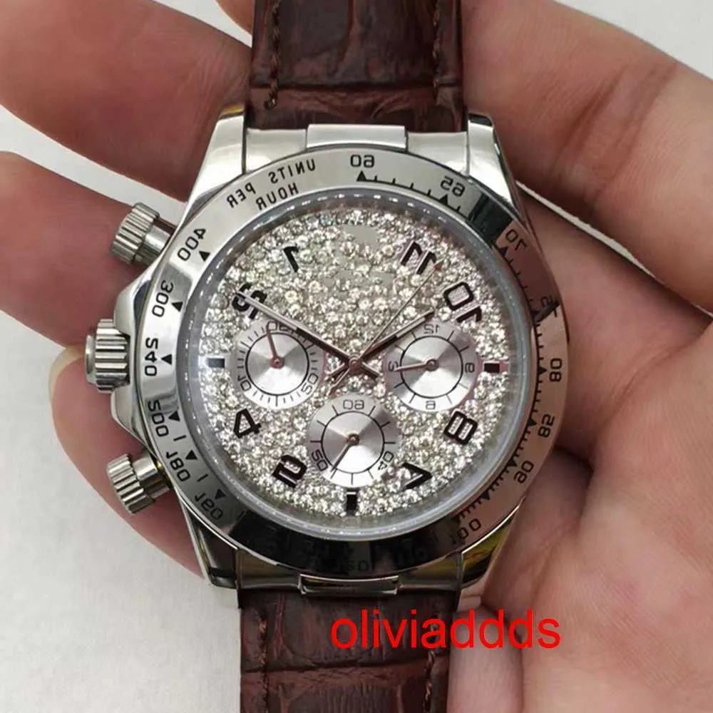 Högkvalitativ mode iced Watchesmens handled lyxiga runda klipp lab gris 7f6n