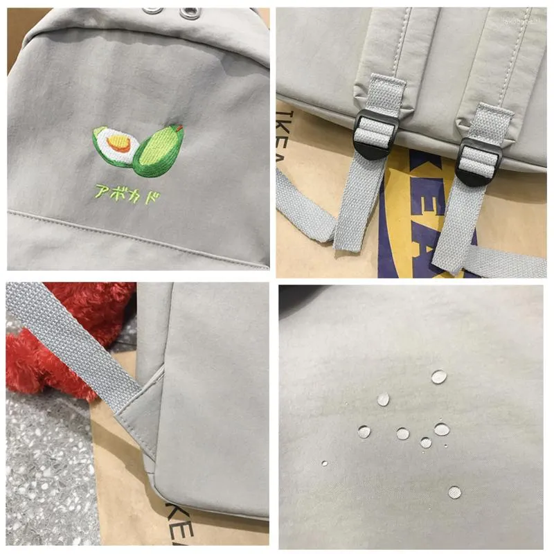 Sacs d'école LENLEI grande capacité décontracté imperméable en Nylon femmes sac à dos mignon dessin animé fruits broderie fille Preppy Mochilas