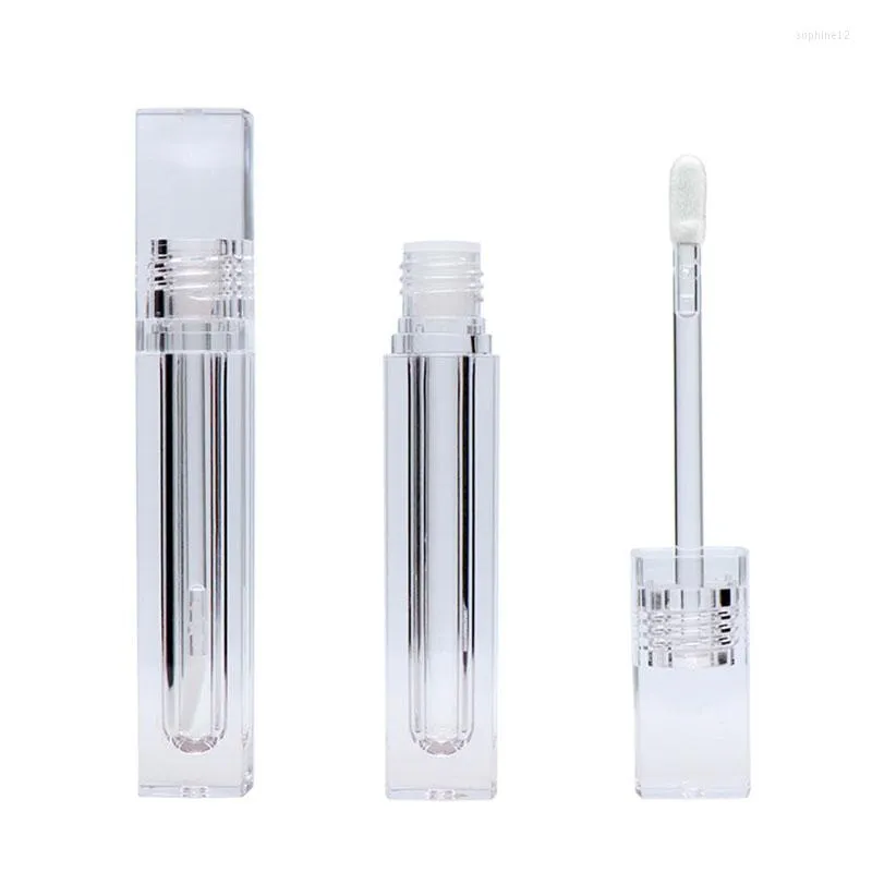 Storage Bottles 100pcs LIp Gloss Tubes With Wand Empty 4ml Refillable Square Transparent Clear LIpgloss C015