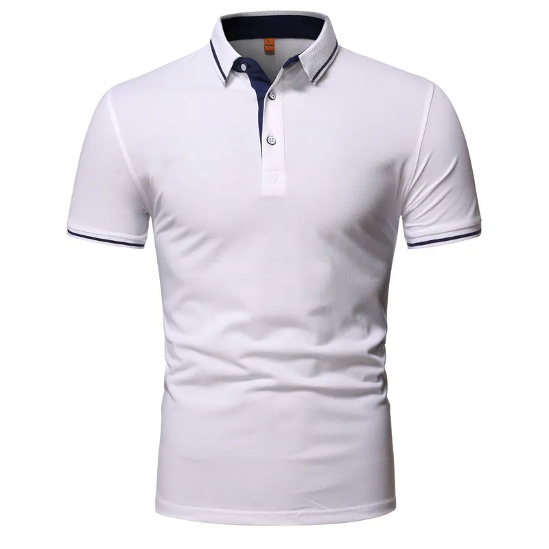 Mode Ins Style couleur unie Polos T-shirt pour hommes coupe ajustée bouton revers manches courtes ajustement décontracté Golf Polo T-shirt H203