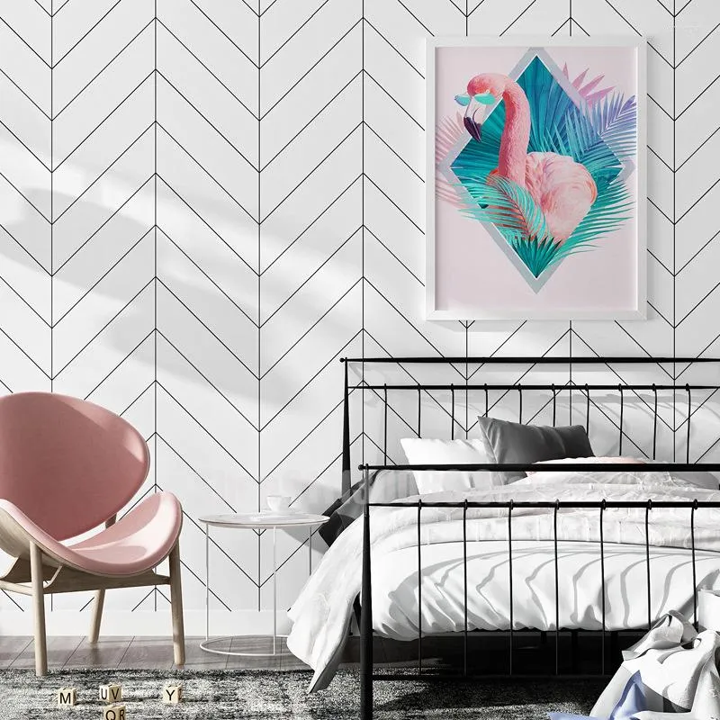 Wallpapers wit en zwart eenvoudig leven modern home decor streep wallpaper waterdichte film voor woonkamer slaapkamer keuken slaapzaal