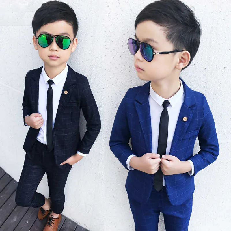 Set di abbigliamento set di abiti da bambino formale a quadri abiti da bagno vieni bambini eleganti bambini uniformi della scuola da gentiluomo abiti da gentiluomo