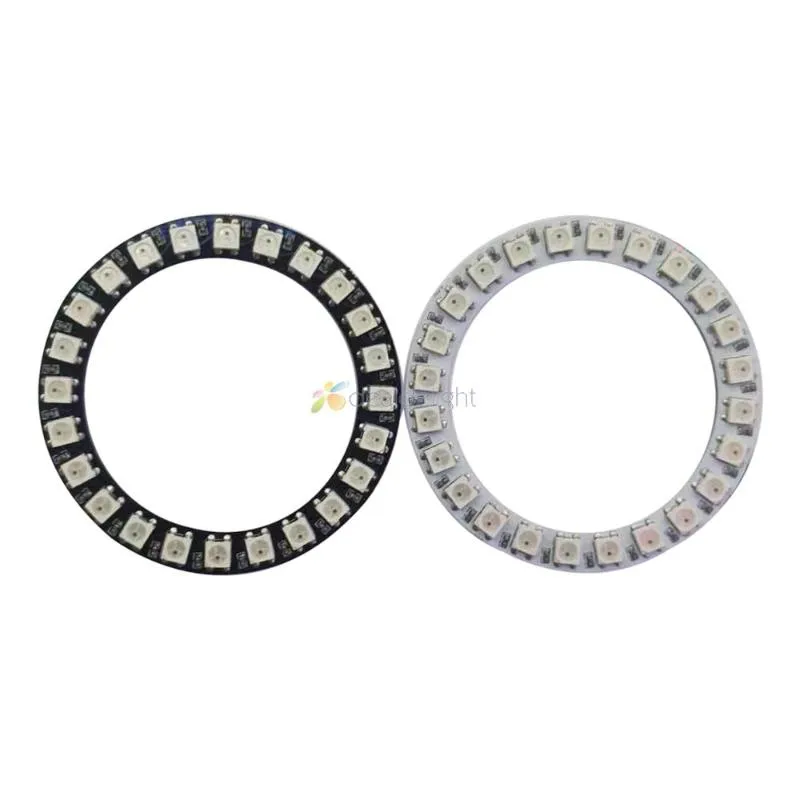 Moduler WS2812B Pixel Ring 8 16 24 35 45 LEDS WS2812 Inbyggd IC RGB individuellt adresserbar LED-modulljus DC5V