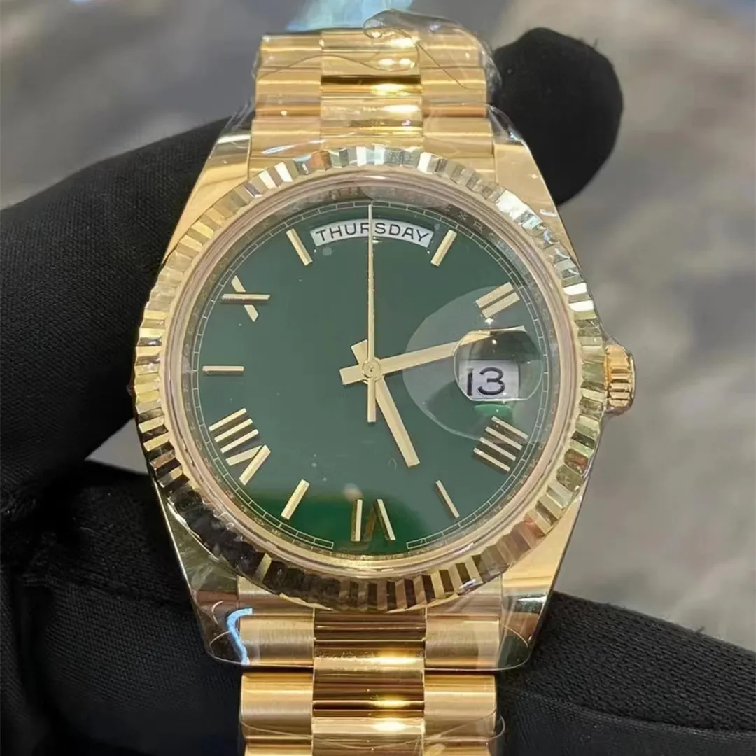 Relógio masculino mecânico automático CAL.2823 m228238 verde numeral romano 40MM cristal de safira à prova d'água 50M designer pulseira de presente ajustável certificado de caixa original