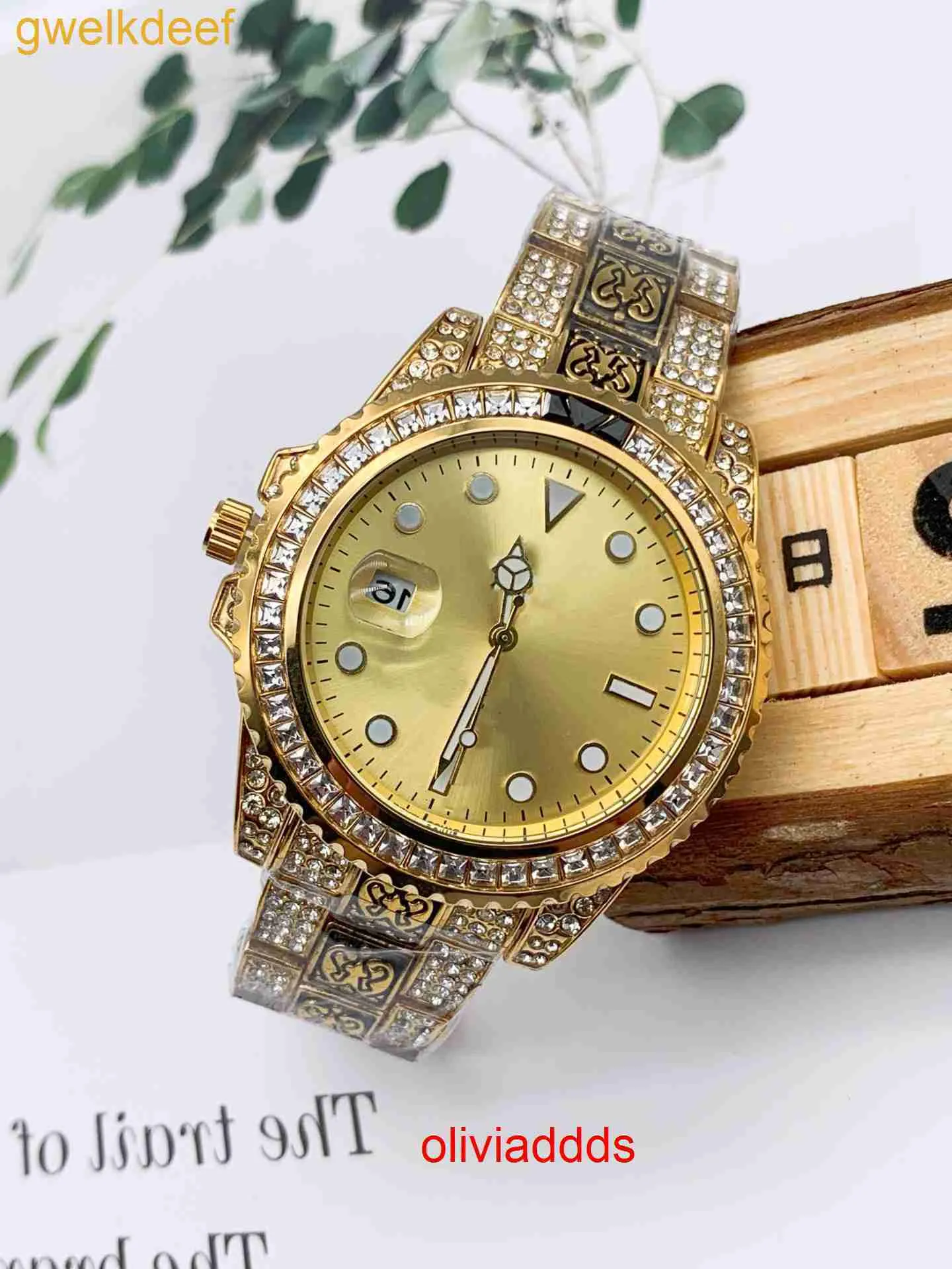 High Quality Fashion Iced Out WatchesMens Wrist Luxury Round Cut Lab Gr DDGU TPOF