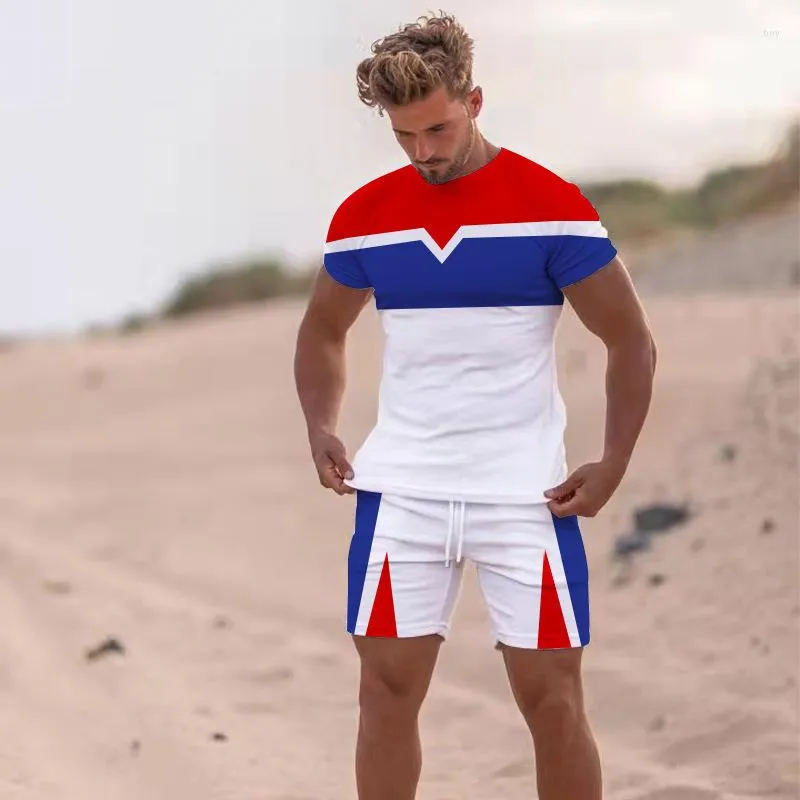 Homme 2-Piece Ensemble Tenue T-Shirts Short Survêtement Mode Été