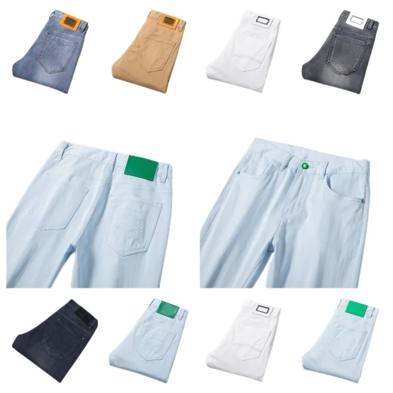 Męskie dżinsy wiosenne lato cienki Slim Fit European American High-end marka małe proste spodnie K6076