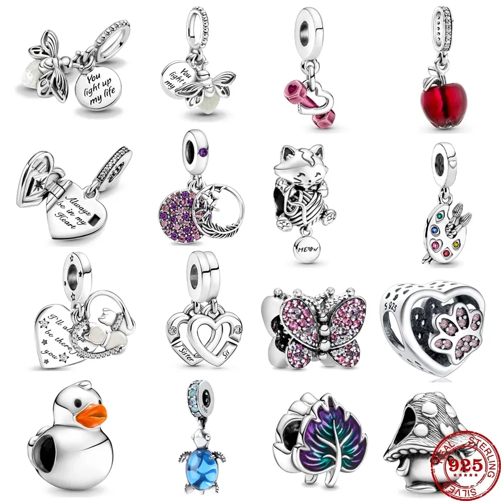 925 Pounds Silver New Fashion Charm Firefly Pendant, Shining for Women In The Dark, Beads Compatible with The Original Pandora, 2022 Silver Bracelet, Handmade Jewelry