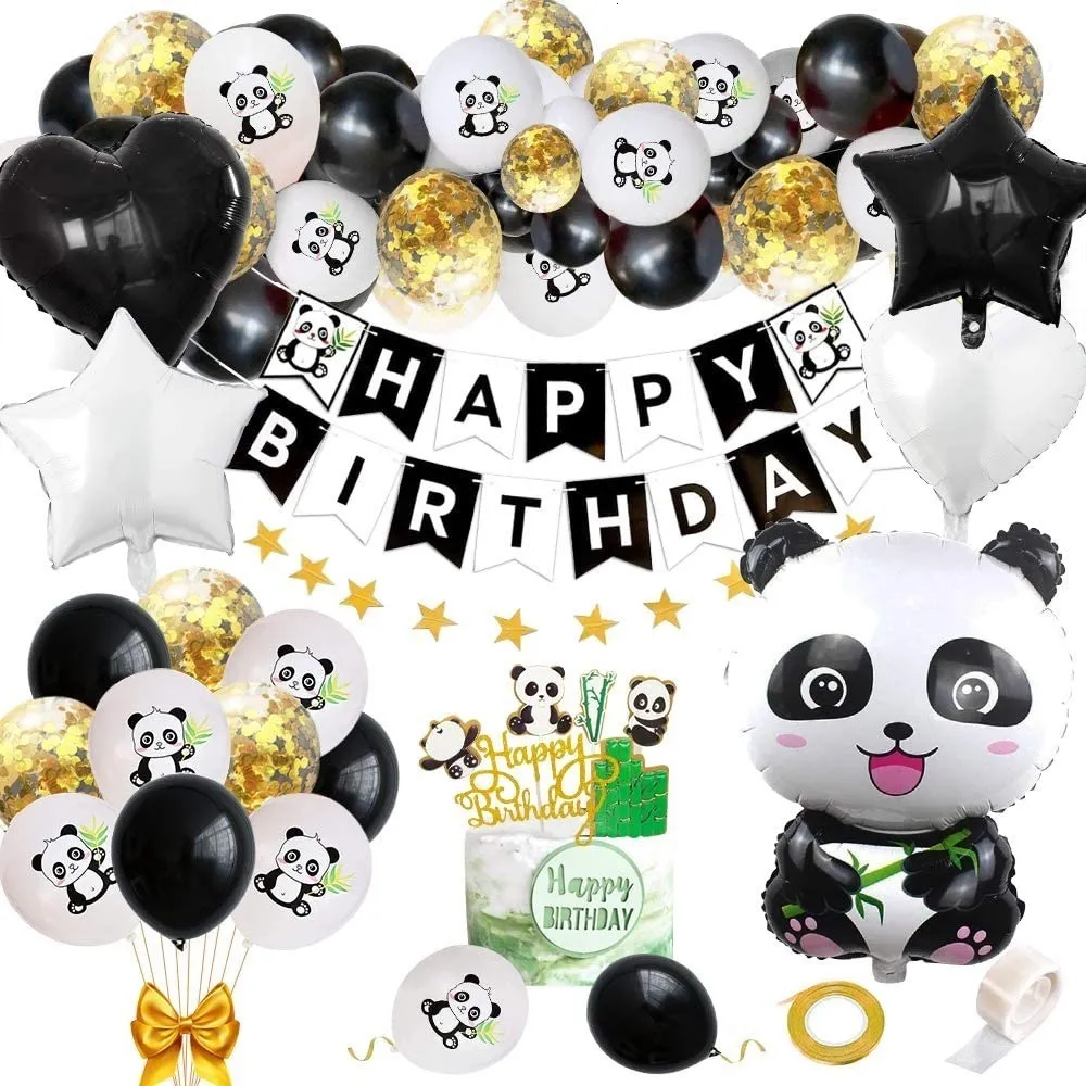 Other Event Party Supplies Panda Birthday Balloons Decorations For Children Kids Baby Shower Gender Reveal with Happy Banner 230221