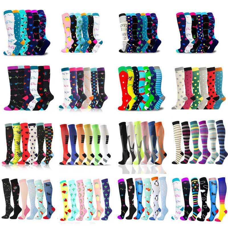 5 st strumpor Hosiery Multi Pairs Compression Stockings Dropshipping Varicose Venes Nurses Socks For Men Women Atheletics CrossFit Fitness Socks Z0221