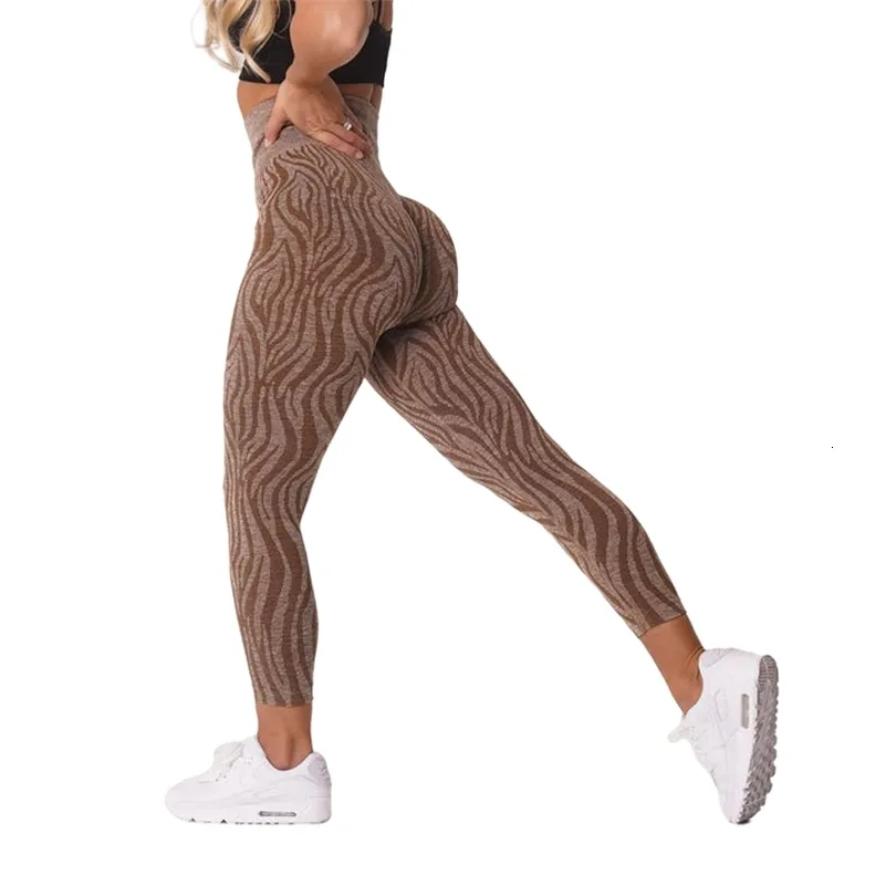Outfit yoga nvg zebra mönster sömlös ben mjuk träning tights fiess outfits byxor gym bär 230222 s