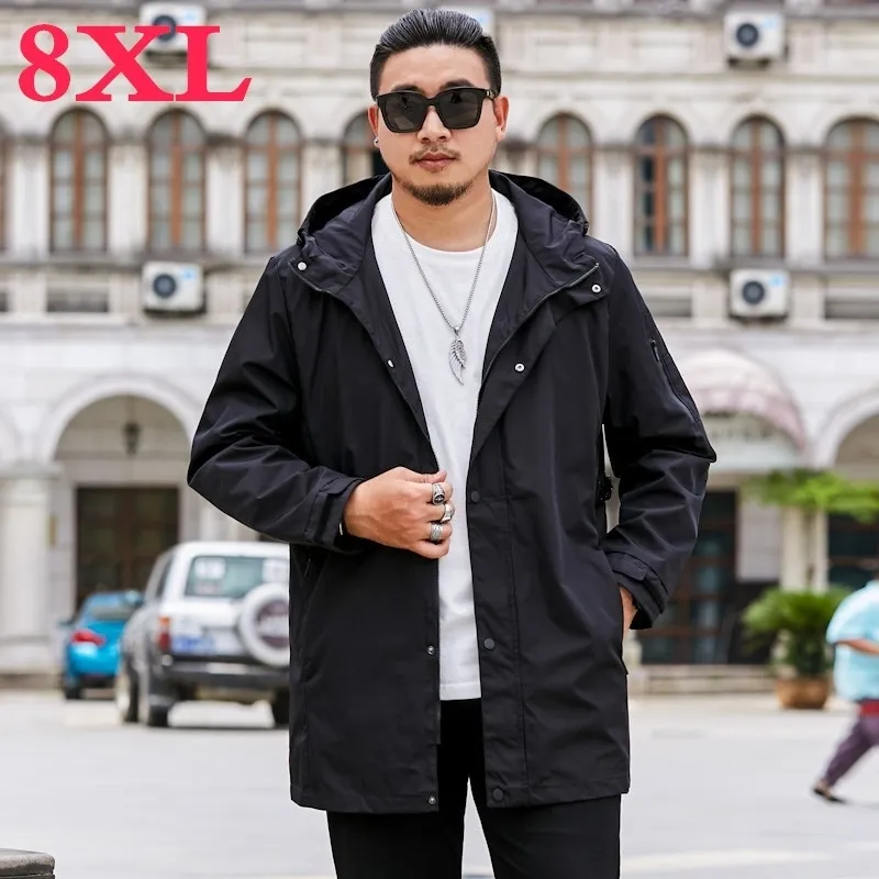 Jackets masculinos 8xl plus size primavera outono masculina moda de moda windbreaker masculino com capuz de alta qualidade casuais casaco esportivo's
