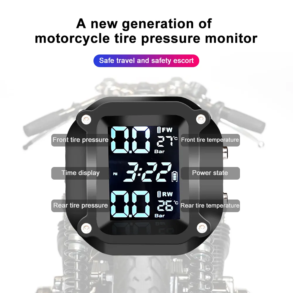 TPMS Auto Motorfietsbanden Druksensoren Motor TMPS Bandendruk Monitoring Systeem 2 Wielband Externe sensor voor motorfiets