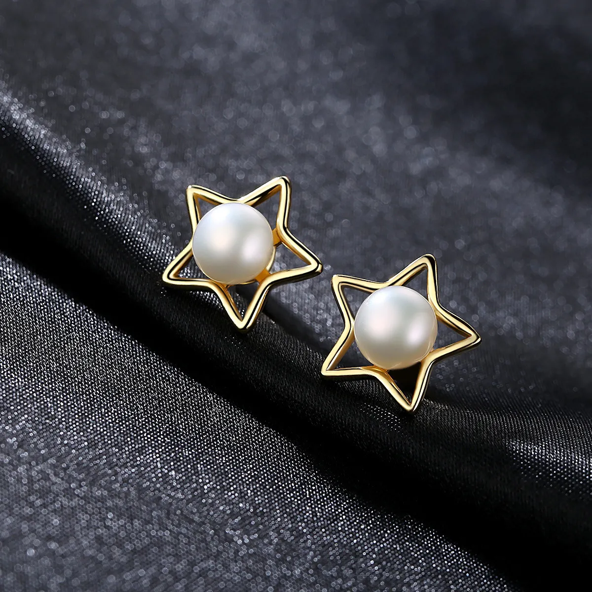 Koreaanse 18K Gold Ploated Star Freshwater Pearl Stud oorbellen modieuze charmante vrouwen hoogwaardige oorbellen luxe sieraden accessoires