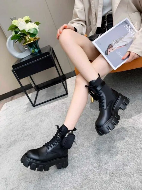 Top Quality Italy Popular Designer Casual Shoes Sale For Women Brushed Rois leather and nylon Monolith boots a military inspiration Refined Design Sneakers