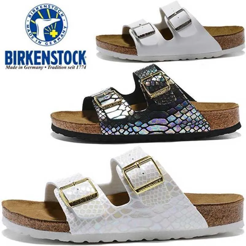 German Slippers Designer Birkinstocks Germany Boken Cork Boken Women's Shoes Beach Sandals Arizona Two-button Flat Heel Men's Shoes PJU5