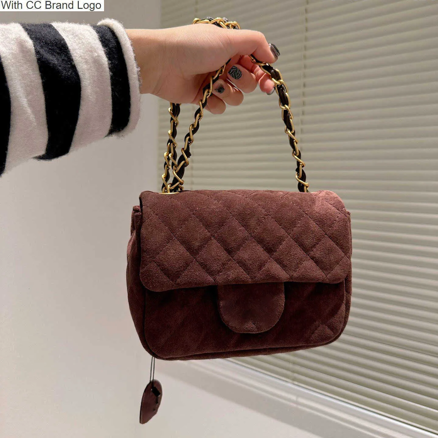 CC Çapraz Vücut Kadın Mini Süet Flep Kapitone Çantalar Buzlu Deri Klasik Pırlanta Altın Donanım Turnaza Zincir Crossbody Cüzdanlar Paralar Çanta Tasarımcısı HA