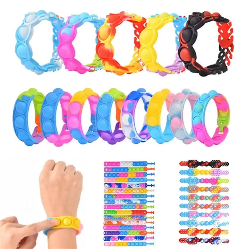 push bubble bracelets décompression fidget pop bracelets doigt jouets bracelet puzzle presse stress bracelet sensoriel tieyed snap ring