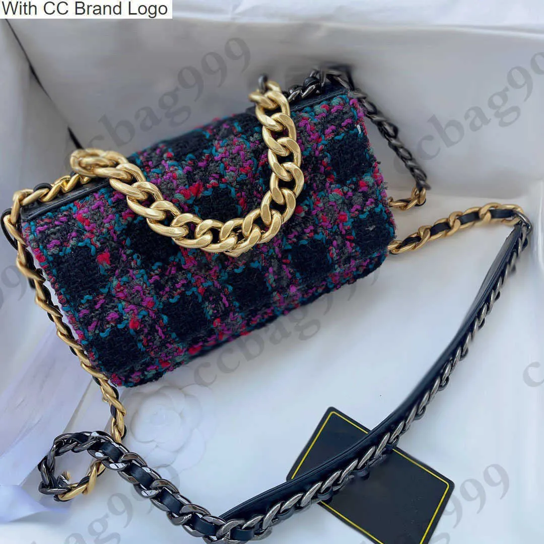 CC Cross Body 22K 19 Series Purple Woolen Woc Designer Bag Vintage Hardware Chain Handle Crossbody Shoulder Strap Wallets Designer Fall Winter Multi Pocket Card