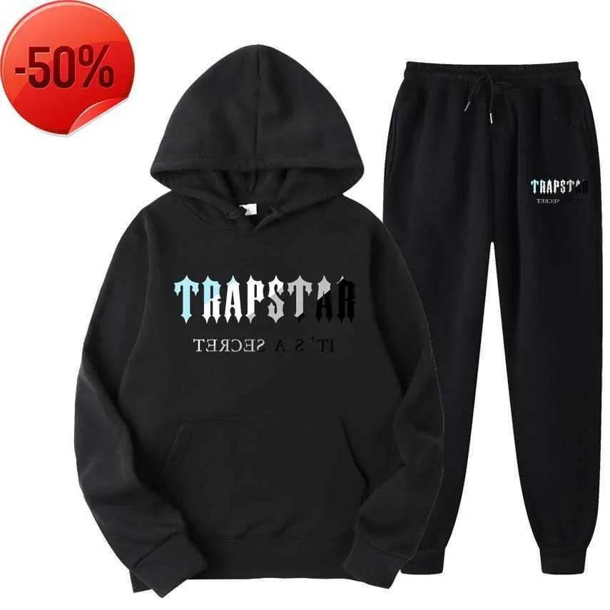 Tracksuits voor heren FW22 Trapstar Gedrukte Streetwear Men Women Tracksuit Fleece Warm twee stukken Set Hoodie Pants Sweatshirts Jogging Male21