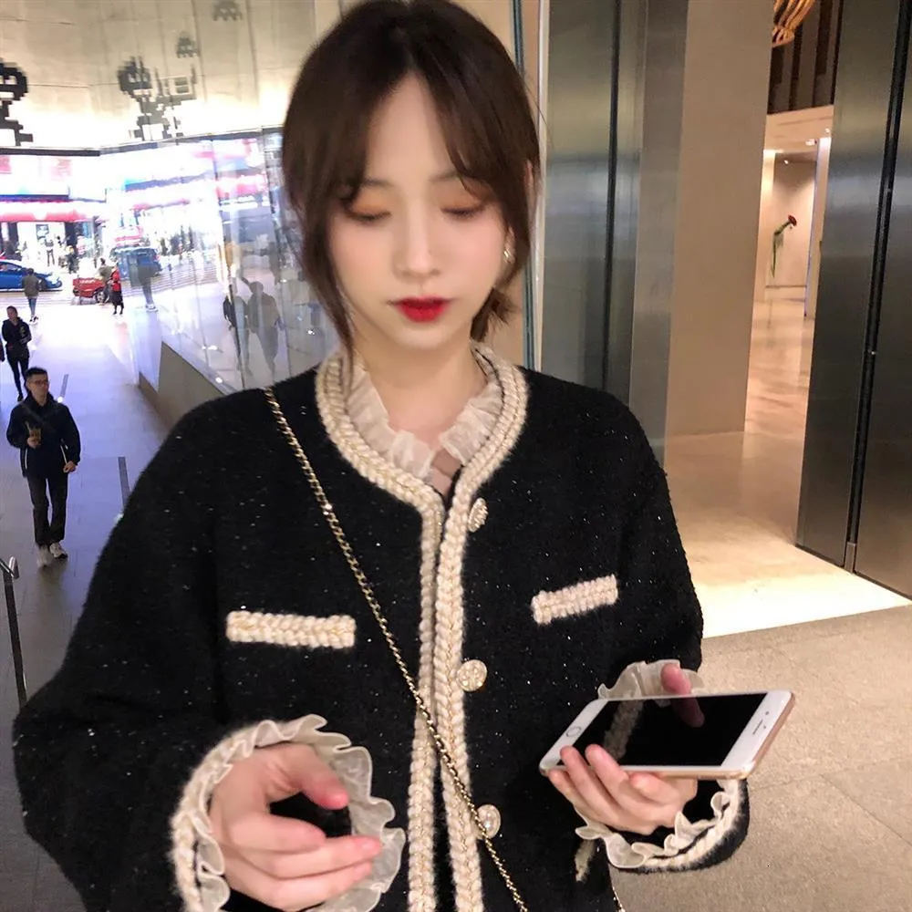 Womens Jackets French Small Fragrance Jacket Women Autumn and Winter Korean Version of the Wild Short Thick Tweed Coat 230223