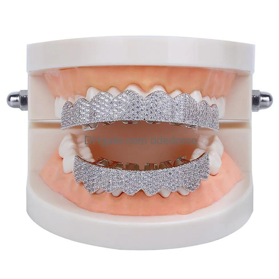 Grillz Dental Grills Hip Hop Jewelry Mens Diamond Grillz Teeth Personality Charms Gold Iced Out Fashion Rapper Men Accessories324A Dhgwp