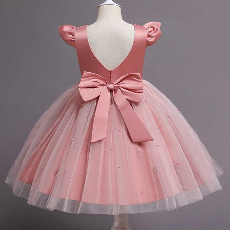 Robes de fille bébé fille princesse rose robes de soirée enfants enfants mariage Brithday Costume vêtementsl fleur filles robes Vestidos vêtements Z0223
