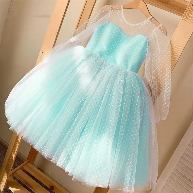 Girl's Dresses Fancy Kids Girls Dress Birthday Wedding Party Princess Dress Ball Gown Elegant Dress Pink Tulle Dots Dress Summer Size 4-10T