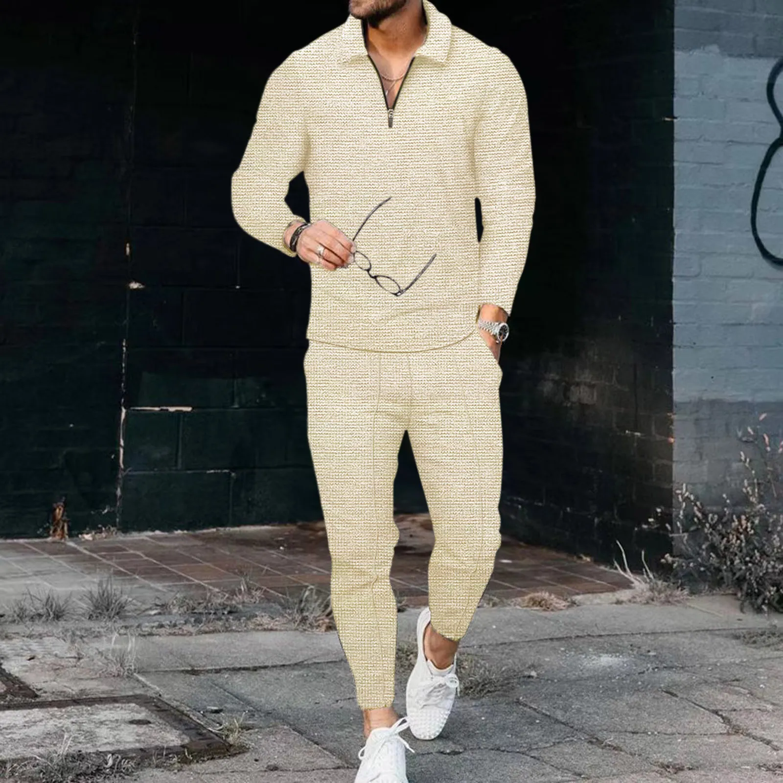 Mens Tracksuits Autumn Tracksuit Clotheswear 2 Piece Set Long Sleeve Polo Shirtpants Solid Sweatsuit Sports Duits For Mal 230223