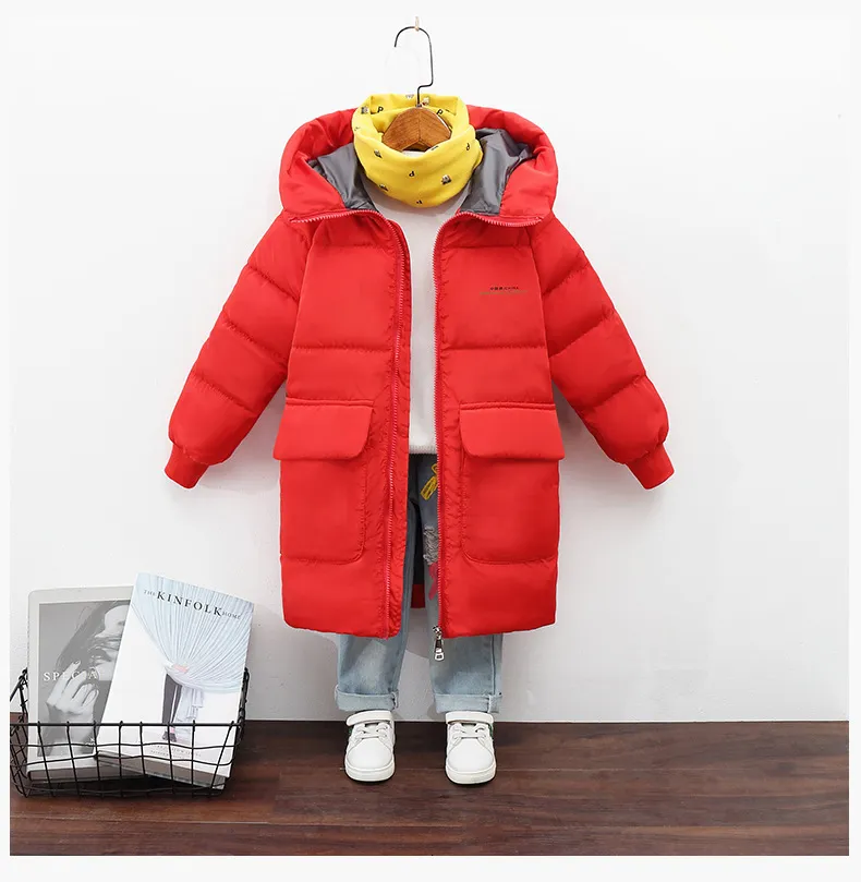 Jackets Winter 0-30 degrees thick warm hooded jacket 2-10year old boys girls windproof coat extended fashion casual children's wear 230222