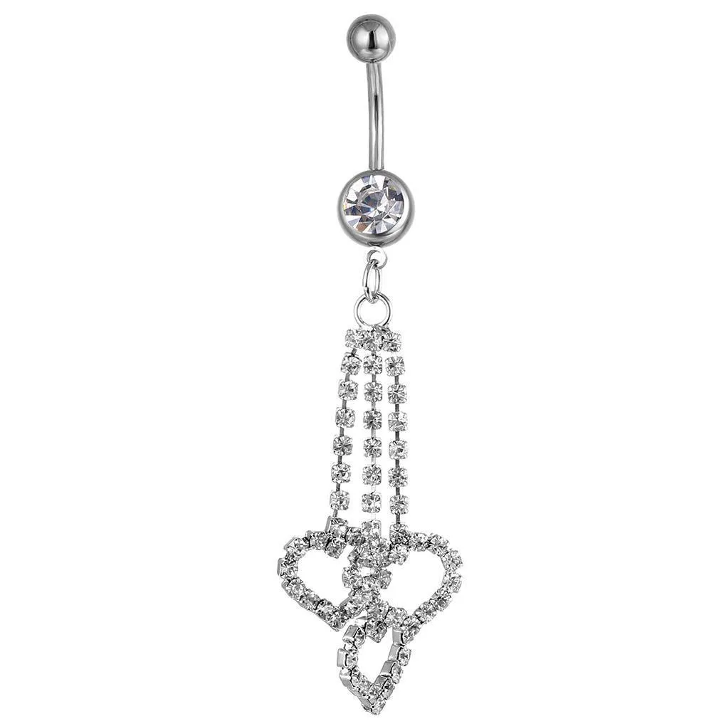 Navel Bell Button Rings D0430 Heart Belly Ring Clear Stone Drop Delivery Jewelry Body Dhgarden Dhg5H