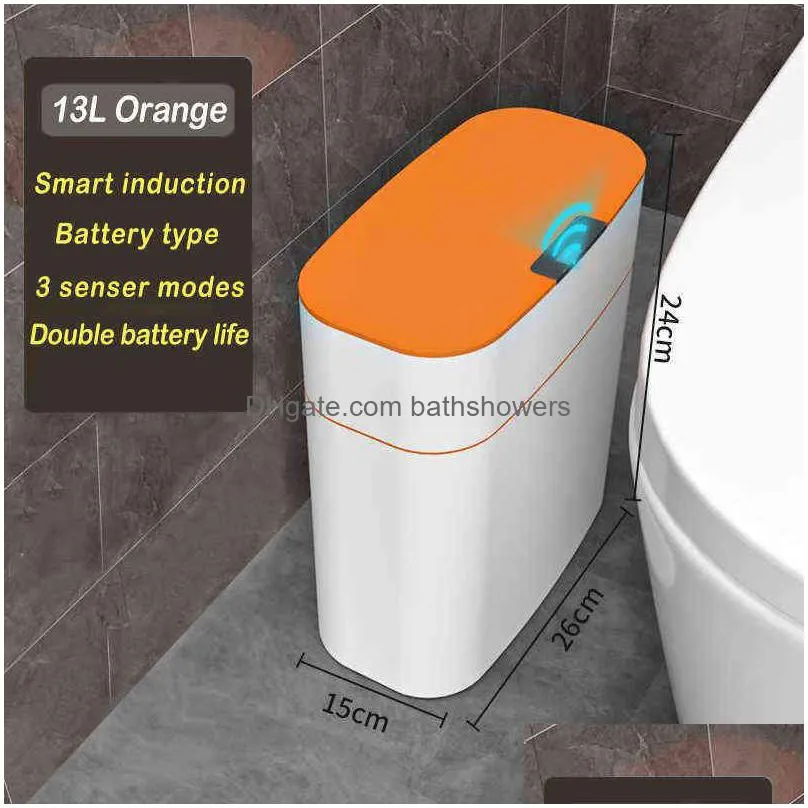 Style charge orange 16L L poubelle intelligente peut maison capteur  intelligent poubelle pour cuisine salle de bain poubelle étanc
