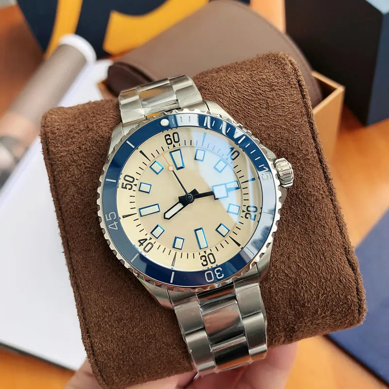 Mens 44mm Red Watch Automatiska mekaniska klockor för män Business Wristwatch gummi rostfritt stål remvattentäta armbandsur Montre de luxe