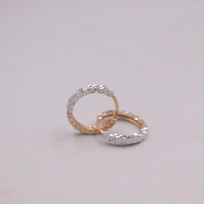 Hoop oorbellen Real 18K Rose Gold voor vrouwen grave line oppervlakte cirkel sieraden 12mmdia cadeau