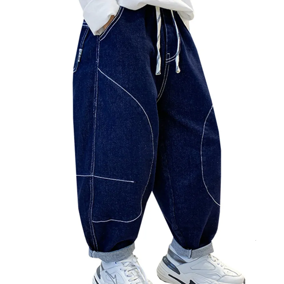 Jeans jeans för pojke fast färg pojke jeans barn casual stil byxor för barn vår höst barn kläder 6 8 10 12 14 230223