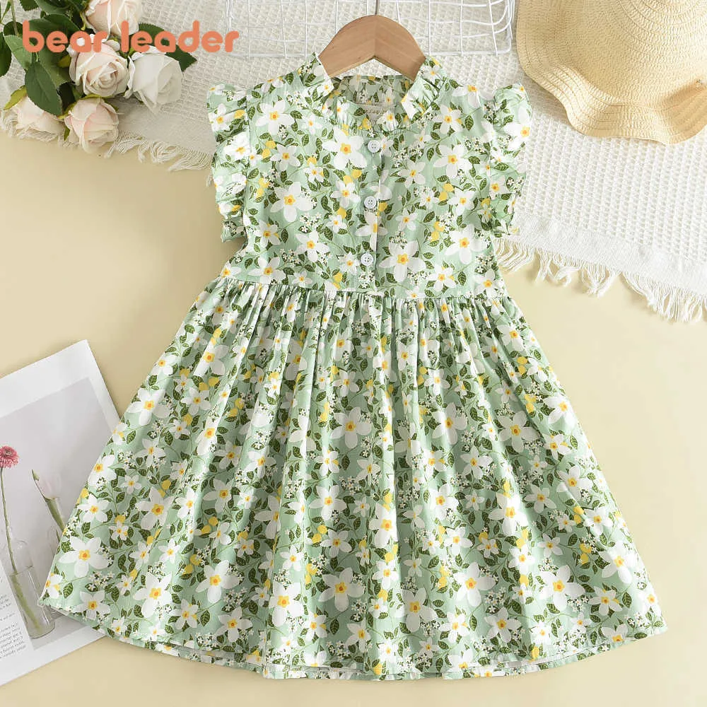 Meisjesjurken Bear Leader Girls Casual jurken 2023 Nieuwe zomer Kids Baby Flowers Print kostuums Floral Party Birthday Princess Vestidos 26Y Z0223