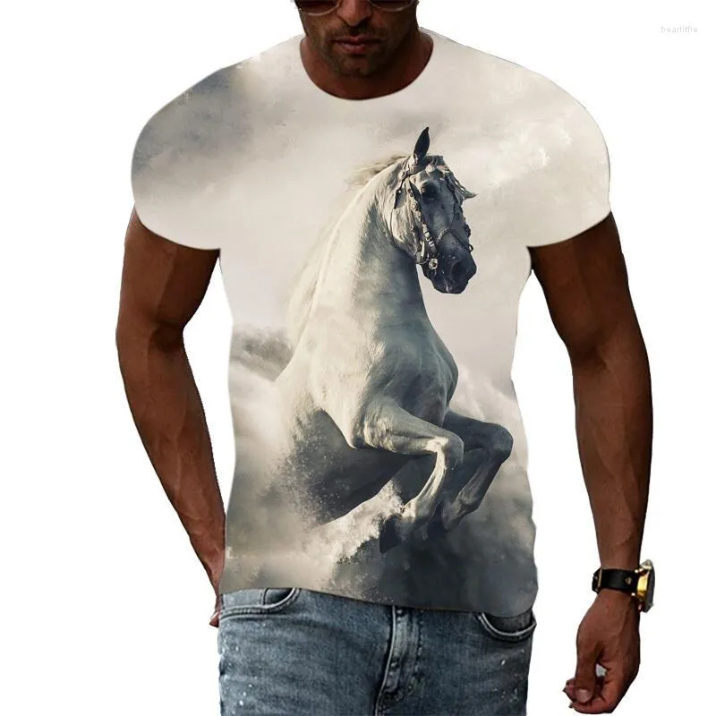 Hommes t-shirts été hommes décontracté impression 3D t-shirt mode graphique Animal cheval pour Hip Hop Harajuku personnalité col rond manches courtes